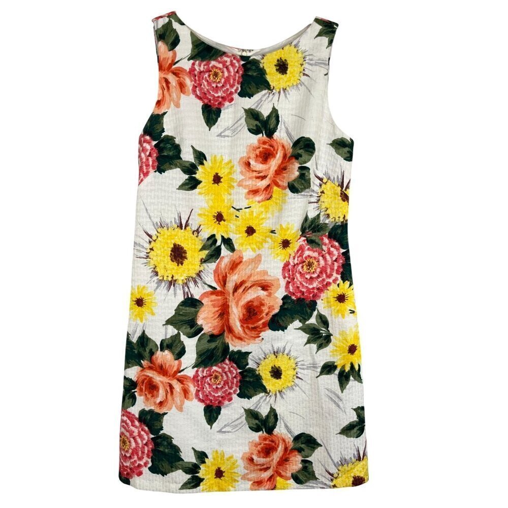 Eliza J Floral Dress 10 Pink Tank Midi Sheath Tropical Preppy Feminine 80s Girly